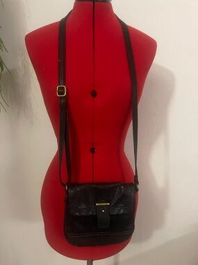 Black Leather Crossbody Shoulder Bag
